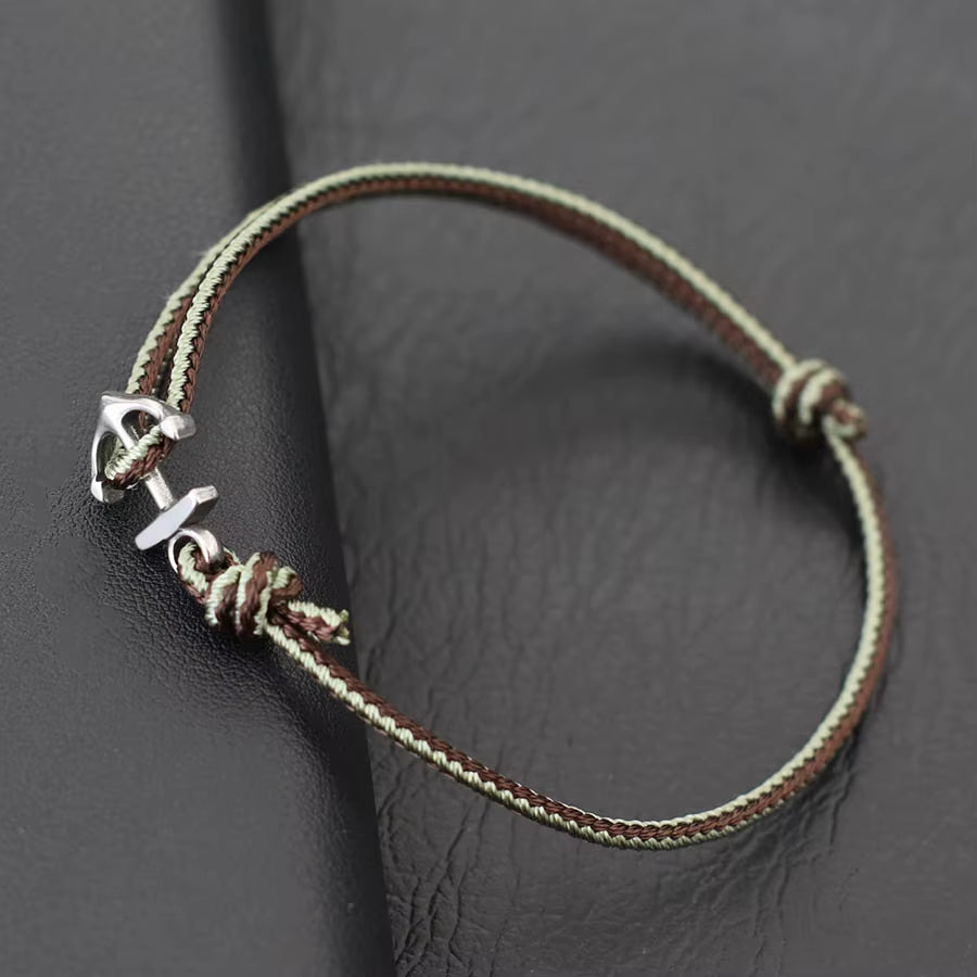 Fashionable Men Anchor Bracelet with Ethnic Cords Adjustable Handmade Premium Braclet Beach Surfing Jewelry Nautical Braslet